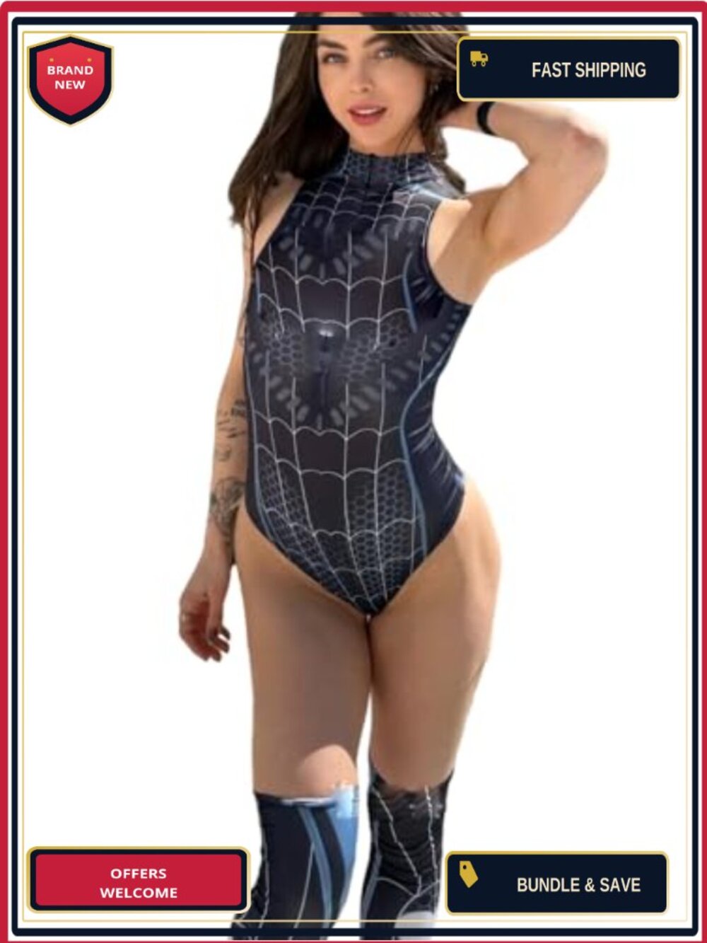 Cosplay Jumpsuit Set with Socks Stretch Knit Halloween Costume